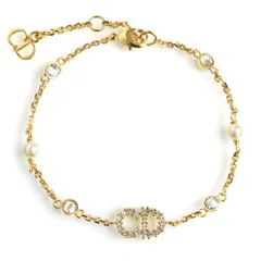 クリスチャンディオール B0668CDLCY クレール ディー リュヌ Clair D Lune クリスタル パール ゴールド チェーン ブレスレット 箱付 Christian Dior（新品・未使用品）