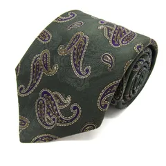 ピエールカルダン ブランド ネクタイ ペイズリー柄　シルク　イギリス製 PO メンズ グリーン Pierre Cardin 【中古】