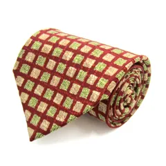 タケオキクチ ブランド ネクタイ 格子柄　総柄　シルク PO メンズ レッド系 TAKEO KIKUCHI 【中古】