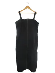 ジーユー デニム ワンピース フロント ジップ 無地 ミモレ サイズ3XL 黒 QQQ