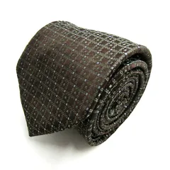 アクアスキュータム ブランド ネクタイ 格子柄　ドット柄　シルク PO メンズ ブラウン Aquascutum 【中古】