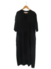 ユニクロ UNIQLO INES DE LA FRESSANGE ワンピース Vネック 半袖 無地 ロング サイズL 黒 QQQ