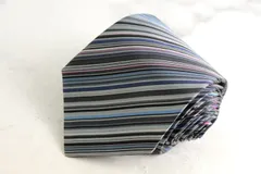 ポールスミス ブランドネクタイ ストライプ柄 マルチストライプ シルク イタリア製 PO メンズ グレー Paul Smith 【中古】