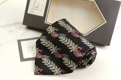 クリスチャンディオール ブランドネクタイ 総柄 ボーダー柄 動物柄 リーフ柄 シルク PO メンズ ブラック Christian Dior 【中古】