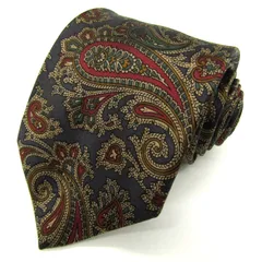 イヴ・サンローラン ブランドネクタイ YSL 総柄 ペイズリー 幾何学模様 シルク PO メンズ ネイビー YVES SAINT LAURENT 【中古】