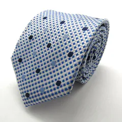 タカキュー ブランドネクタイ チェック柄 ドット 格子柄 シルク PO メンズ ブルー TAKA Q 【中古】