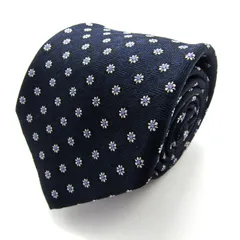 コムサメン ブランドネクタイ ストライプ柄 小紋柄 花柄 シルク PO メンズ ネイビー COMME CA MEN 【中古】