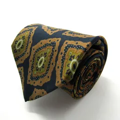 ヒルトン ブランドネクタイ 総柄 小紋柄 ダイヤ柄 シルク イタリア製 PO メンズ ネイビー HILTON 【中古】