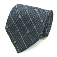 バーバリーロンドン ブランドネクタイ ホースマーク チェック柄 シルク 日本製 PO メンズ ネイビー BURBERRY LONDON 【中古】