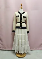 レイヤードティアードチュールロングスカート