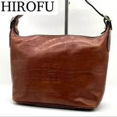 【美品】HIROFU ヒロフ ビッグロゴ レザーショルダーバッグ ブラウン