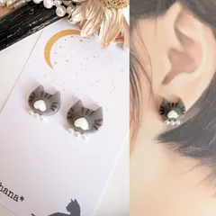 お口ふっくら もちもち キジトラ猫 ピアス イヤリング