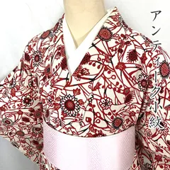 601af13▲アンティーク着物 花 梅 菊 大正ロマン 昭和レトロ 和洋MIX▲