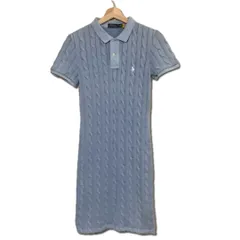 POLO RALPH LAUREN ラルフローレン　ケーブル編み半袖ワンピース　コットンワンピース　水色　セレクト　レディース　中古　M K-101