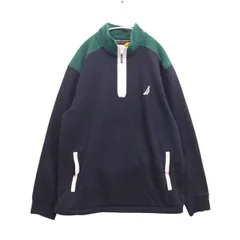 【中古A】NAUTICA ノーティカ XL メンズ ハーフジップ スウェット Half Zip Sweatshirt 紺 緑 中古A 古着