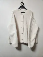 ユニクロ レディース ボア フリース カーディガン アイボリー XXL