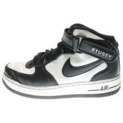 NIKE (ナイキ) ×STUSSY AIR FORCE 1 MID BLACK AND LIGHT BONE ステューシー エアフォース ミッドカットスニーカー レディース ブラック/ホワイト US5/23.5cm DJ7840-002