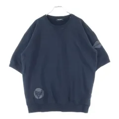 DIESEL (ディーゼル) レザーロゴパッチ クルーネック スウェット 半袖トレーナー ブラック