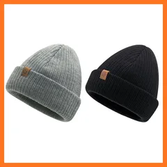 【新品】 [WindTour] ニット帽 秋冬 リブ編み 厚手 二重防寒 ビーニー帽 ニットキャップ ビーニーキャップ ふわふわ・伸縮性・シンプル・おしゃれ・暖かい・軽量 フリーサイズ 通勤 通学 スポーツ バイク 自転車 スキー ユニセックス 男女兼用  1