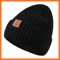 【新品】 [OZERO] 【高編成ニット＋裏起毛】 ニット帽 防寒 地厚 冬 男女兼用 フリーサイズ 防寒帽子 保温・防風・通気・弾力 スポーツ アウトドア ブラック 太糸編み (02) 0