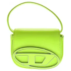 DIESEL (ディーゼル) 1DR XS 2WAY オーバルD メタルロゴプレート レザー ワンショルダー クロスボディバッグ ハンドバッグ イエロー J01572