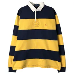古着 ラルフローレン Ralph Lauren POLO by Ralph Lauren ボーダー柄 長袖 ラガーシャツ メンズL相当/eaa607517