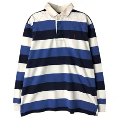 古着 ラルフローレン Ralph Lauren POLO by Ralph Lauren CUSTOM FIT ボーダー柄 長袖 ラガーシャツ メンズXL相当/eaa607515