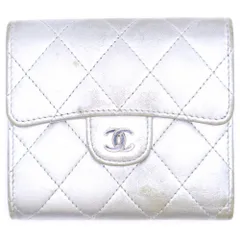 CHANEL (シャネル) マトラッセ クラシック スモール フラップ ウォレット 三つ折り財布 シルバー AP0231