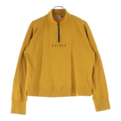 AVIREX (アヴィレックス) HALF ZIP SWEAT ロゴエンブロイダリー ハーフジップ プルオーバー スウェット パーカー レディース イエロー 1034221002