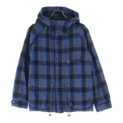 FRED PERRY (フレッドペリー) 裏フリース チェック柄 ウール フーデッドジャケット ブルー/ネイビー F2394のサムネイル