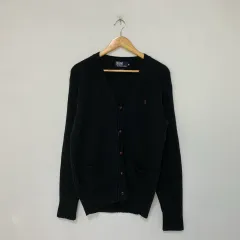 ポロラルフローレン ブラック ウール ニット カーディガン ヴィンテージ M ユニセックス