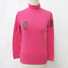 パーリーゲイツ PEARLY GATES ゴルフ シャツ ハイネック 長袖 プリント ピンク ブラック 1