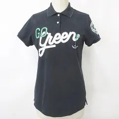 パーリーゲイツ PEARLY GATES ポロシャツ ゴルフ 半袖 ロゴ 刺繍 文字 紺 ネイビー 0