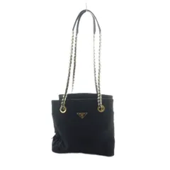 プラダ PRADA ショルダーバッグ トート 三角ロゴ チェーンショルダー ゴールド金具 黒 ブラック ■GY11 /MQ ■OH