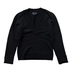  UNTITLED アンタイトル Vネックニット ブラック リブ襟 長袖 レディース 2サイズ  【Z1722】 