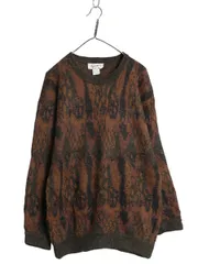 【お得なクーポン配布中!】 ペルー製 100% アルパカ デザイン ニット セーター メンズ M / 高級 長袖セーター 総柄 プルオーバー マルチカラー 薄手 ゆったり グランジ