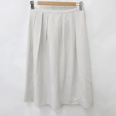 ナチュラルビューティーベーシック NATURAL BEAUTY BASIC スカート フレアー タック ひざ丈 グレー ベージュ M 