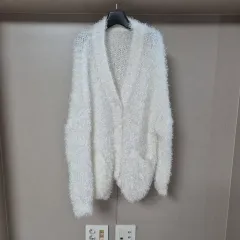 Free! レディース オーバーサイズ ファー カーディガン 白
