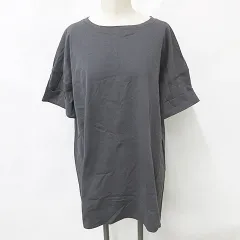 ショコラフィネローブ chocol raffine robe カットソー チュニック 半袖 ボートネック ドロップショルダー オーバーサイズ 黒 ブラック F