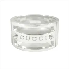 新品仕上げ済 新同 極美品 グッチ GUCCI ロゴヴィス リング 指輪 ビス ワイド アクセサリー ジュエリー SV925 シルバー メンズ◆９