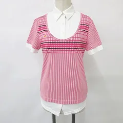 ビバハート VIVA HEART ゴルフ ポロシャツ 半袖 レイヤー ストライプ 無地 ボーダー 速乾 ピンク 白 ホワイト オレンジ 40