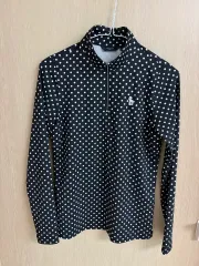 HAZZYS ブラック ドット ハーフネック ゴルフ 長袖 Tシャツ