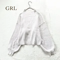 GRL（グレイル）リブニット　トップス　ボリュームスリーブ　オフホワイト　ハイネック