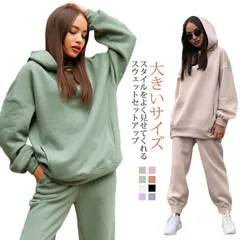秋冬 着痩せ セットアップ スウェットパンツ 上下 上下セット スウェット ジャージ レディース パーカー フード付き ロングパンツ カジュアル 暖かい 春秋 トレーニング ウェア ルームウェア min#