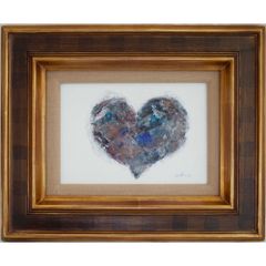 内野隆文 ハート 抽象絵画 パネルにミクストメディア コラージュ 現代