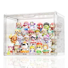 JOYZAN フィギュアケース LEDライト付き コレクションケース アクリル ショーケース マグネット式扉 36 x 22 x 27cm 1個 ディスプレイボックス 仕切り LED照明 大容量 4段 組み立て簡単 推し活 ぬいぐるみケース 防塵 防汚れ