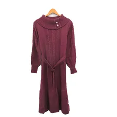 アクシーズファム axes femme ニット ワンピース ロング 長袖 レース ベルト M ピンク /KT11