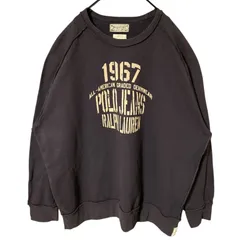 ポロジーンズ ラルフローレン 2XL グレー ヴィンテージ ダメージ加工 オーバーサイズ トレーナー プリント スウェット レディース ユニセックス メンズ 古着 長袖