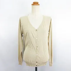 ショコラフィネローブ chocol raffine robe ニット カーディガン 長袖 Vネック 接触冷感 シアー F ベージュ ※EKM