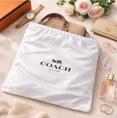 COACH コーチ 保存袋 巾着袋【2枚セット】 ホワイト ロゴ入り